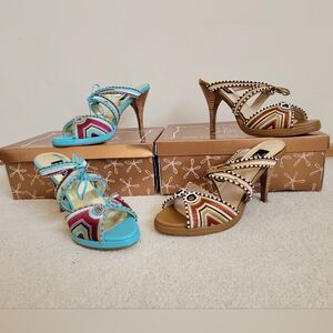 NEW / Like New Hot in Hollywood Beaded Slip On Heeled Sandals 7.5 M